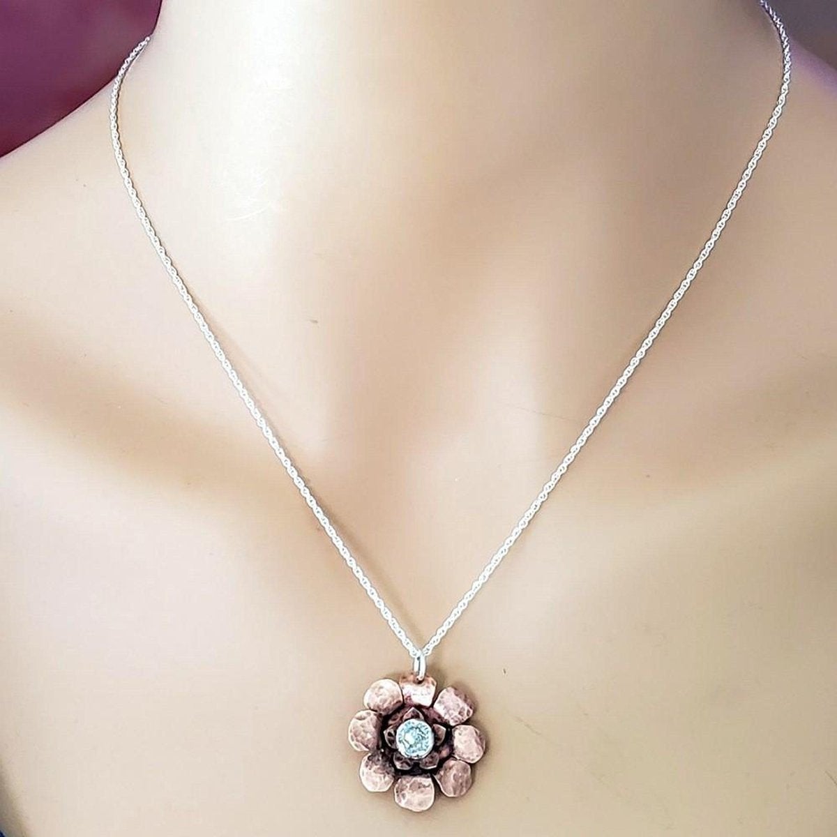 Copper Crystal Flower Spinner Necklace
