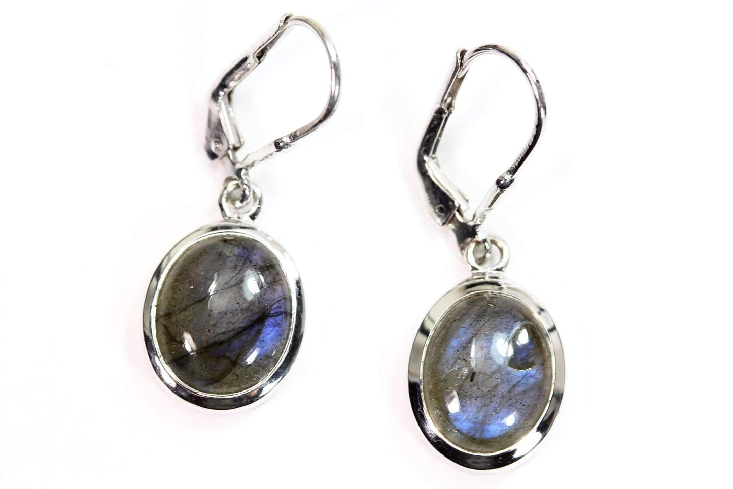 Labradorite Oval Leverback Earrings