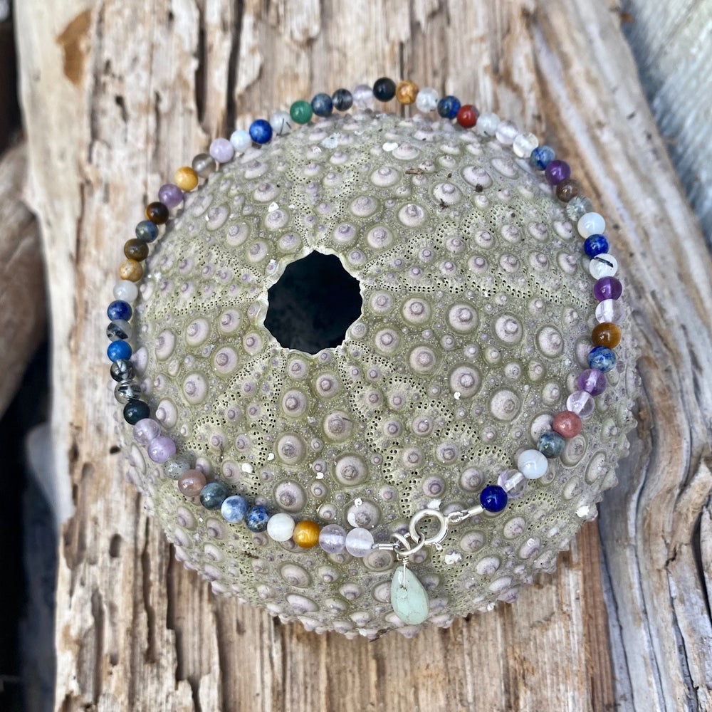 Handemade Mindfulness Chakra Anklet with Healing Stones