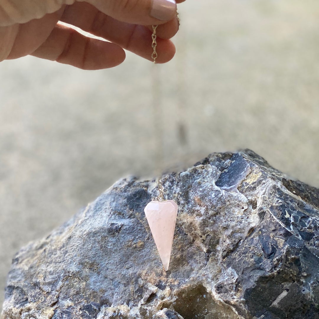 Emotional Healing Rose Quartz Pendulum Pendant