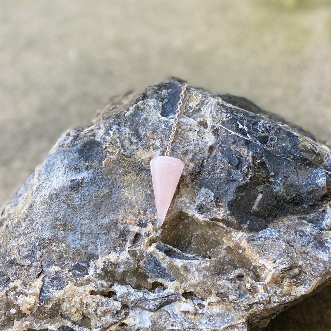 Emotional Healing Rose Quartz Pendulum Pendant