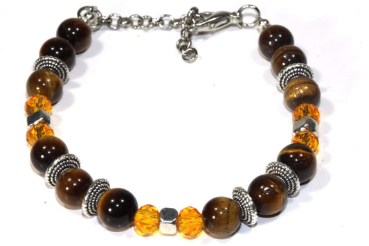 Tigers Eye Stones & Beaded Boho Bracelet