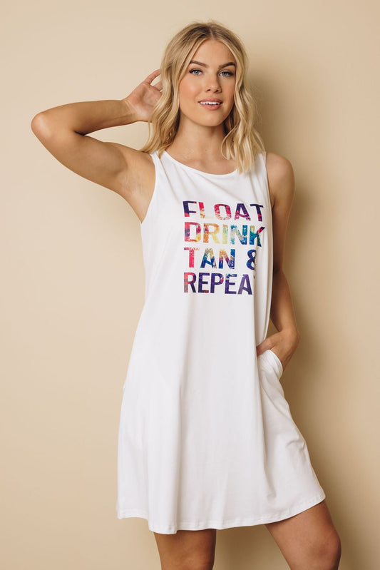 Float Drink Tan & Repeat Sleeveless Mini Dress