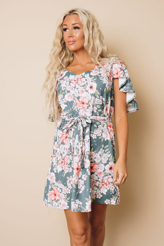 Hollow-out Back Floral Dress