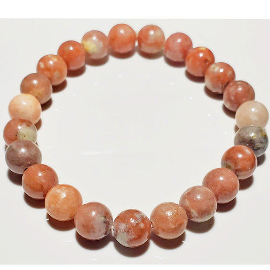 Rhodochrosite Beaded Elastic Stretch Bracelet