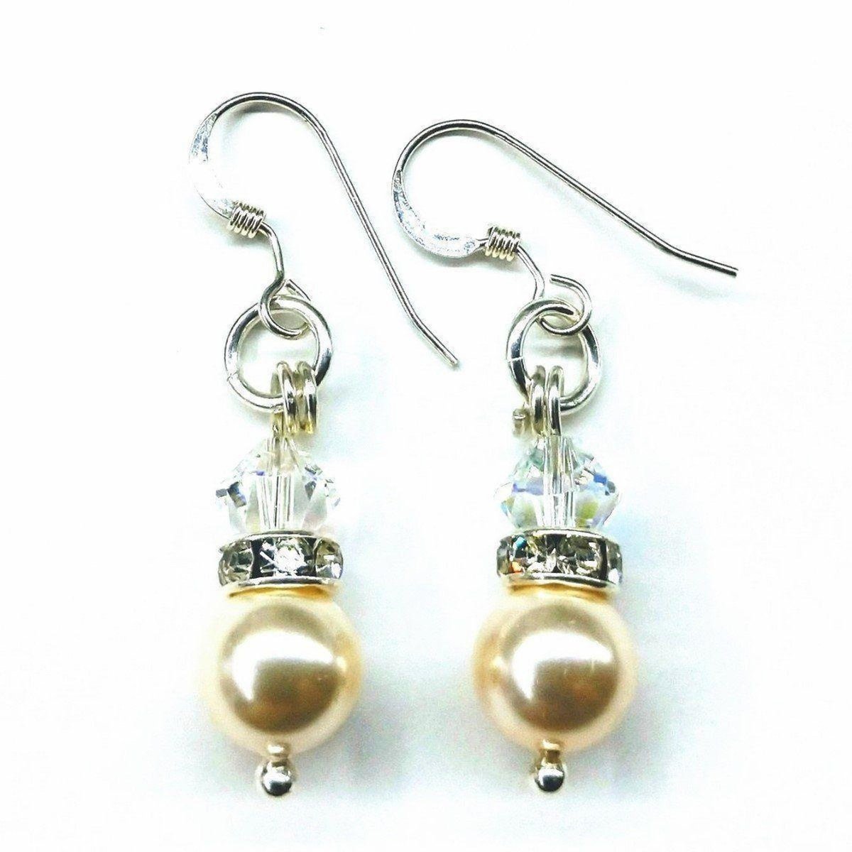 Silver Swarovski Crystal Pearl Stack Earrings