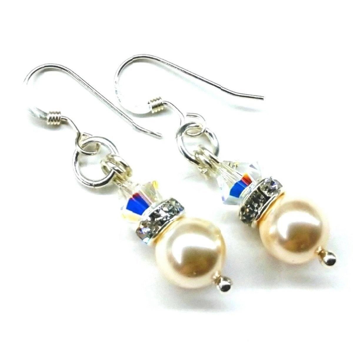 Silver Swarovski Crystal Pearl Stack Earrings