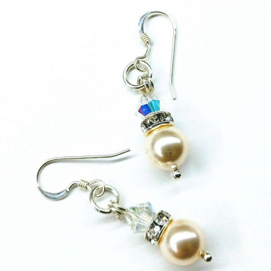 Silver Swarovski Crystal Pearl Stack Earrings