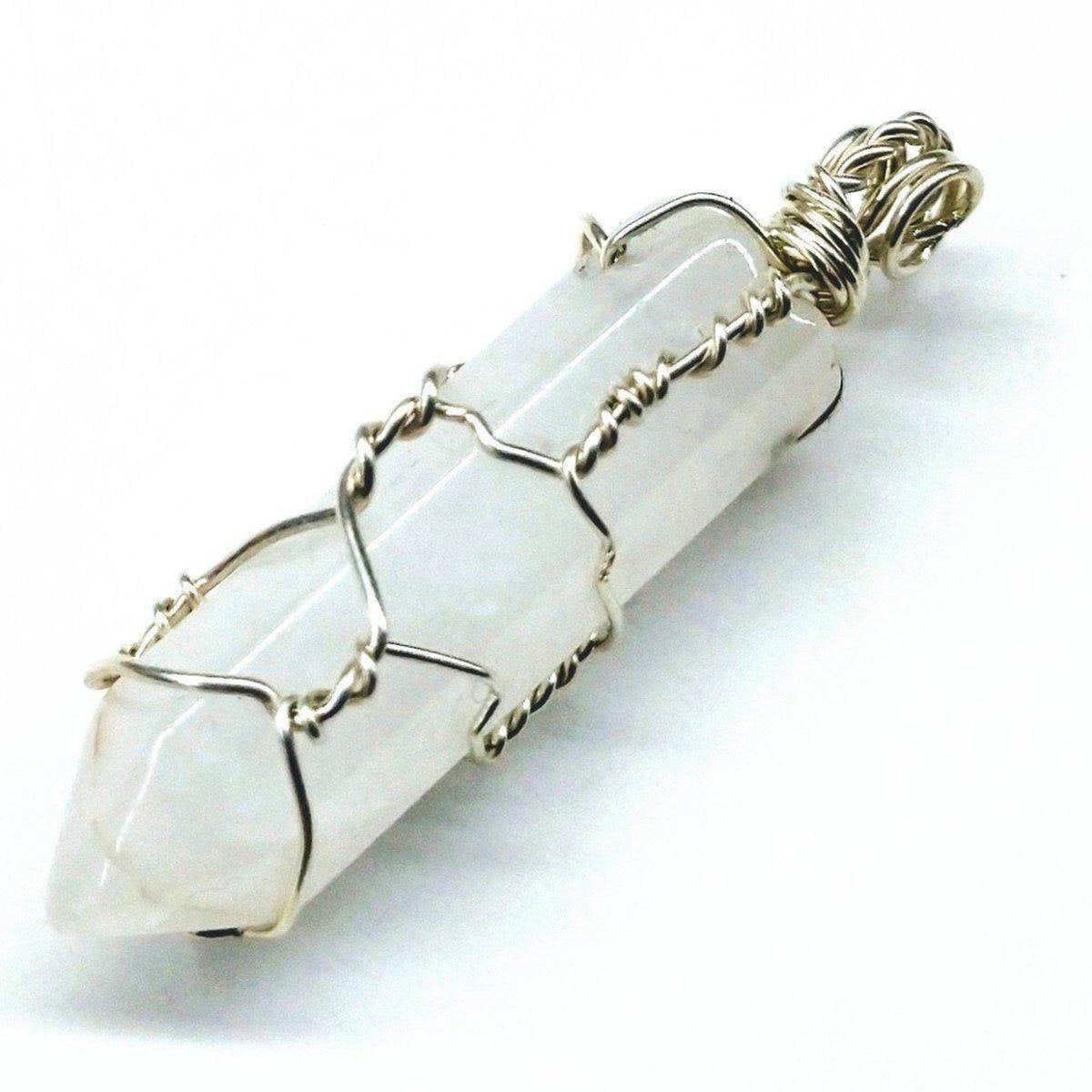 Sterling Silver Wire Wrap Gemstone Pointed Crystal Pendant