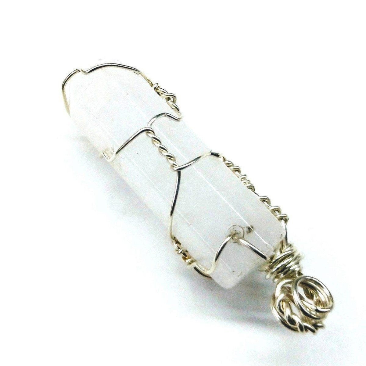 Sterling Silver Wire Wrap Gemstone Pointed Crystal Pendant