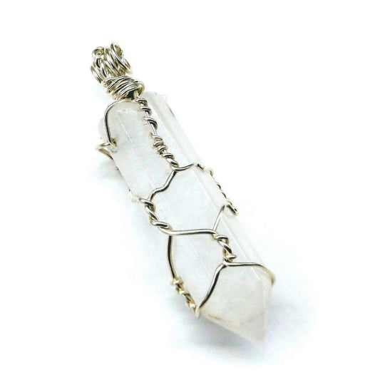 Sterling Silver Wire Wrap Gemstone Pointed Crystal Pendant