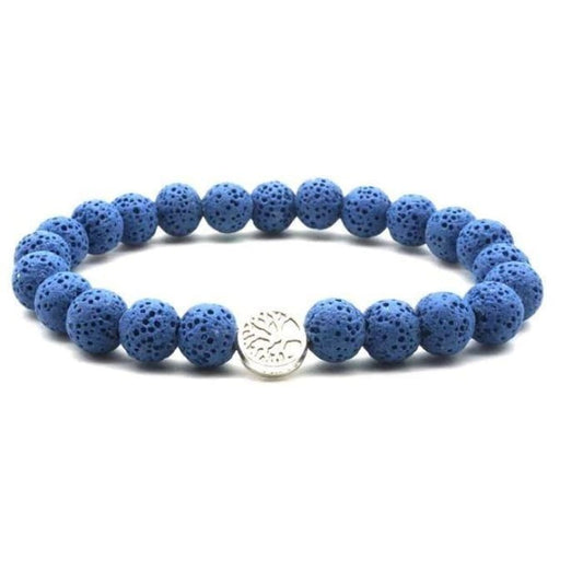 Dark Blue Lava Stone Tree of Life Bracelet