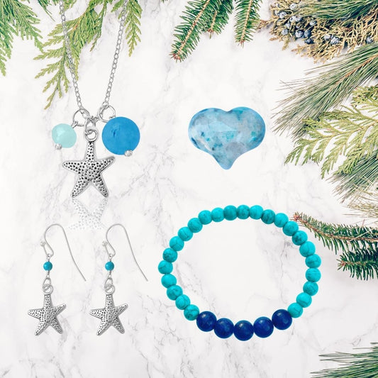 Jewelry Set for Kids - Ocean Planet Bracelet and Starfish Necklace Earrings