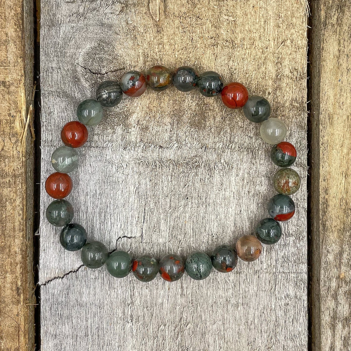 Bloodstone Gemstone Beaded Bracelet