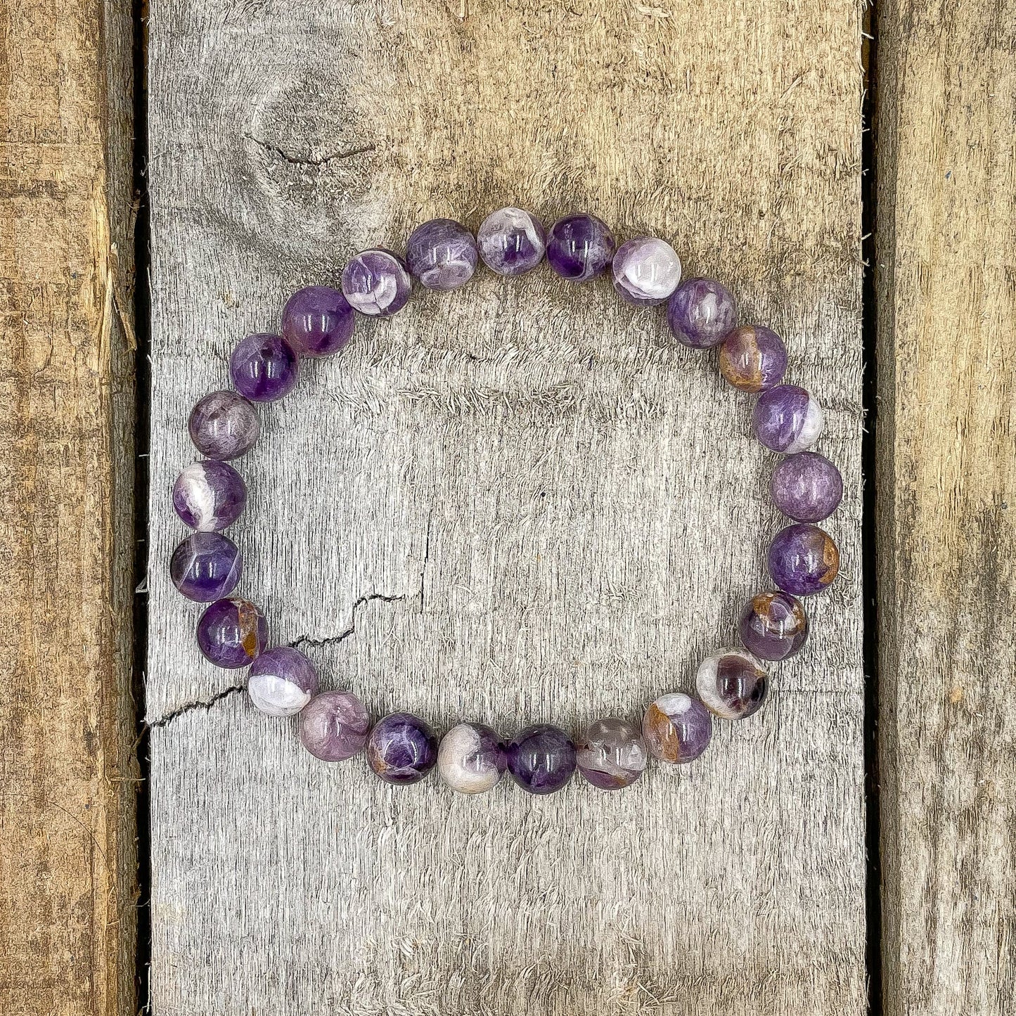 Purple Amethyst Gemstone Beaded Bracelet