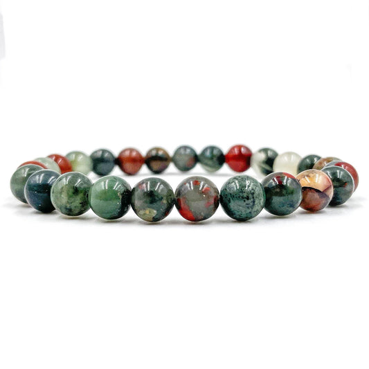 Bloodstone Gemstone Beaded Bracelet