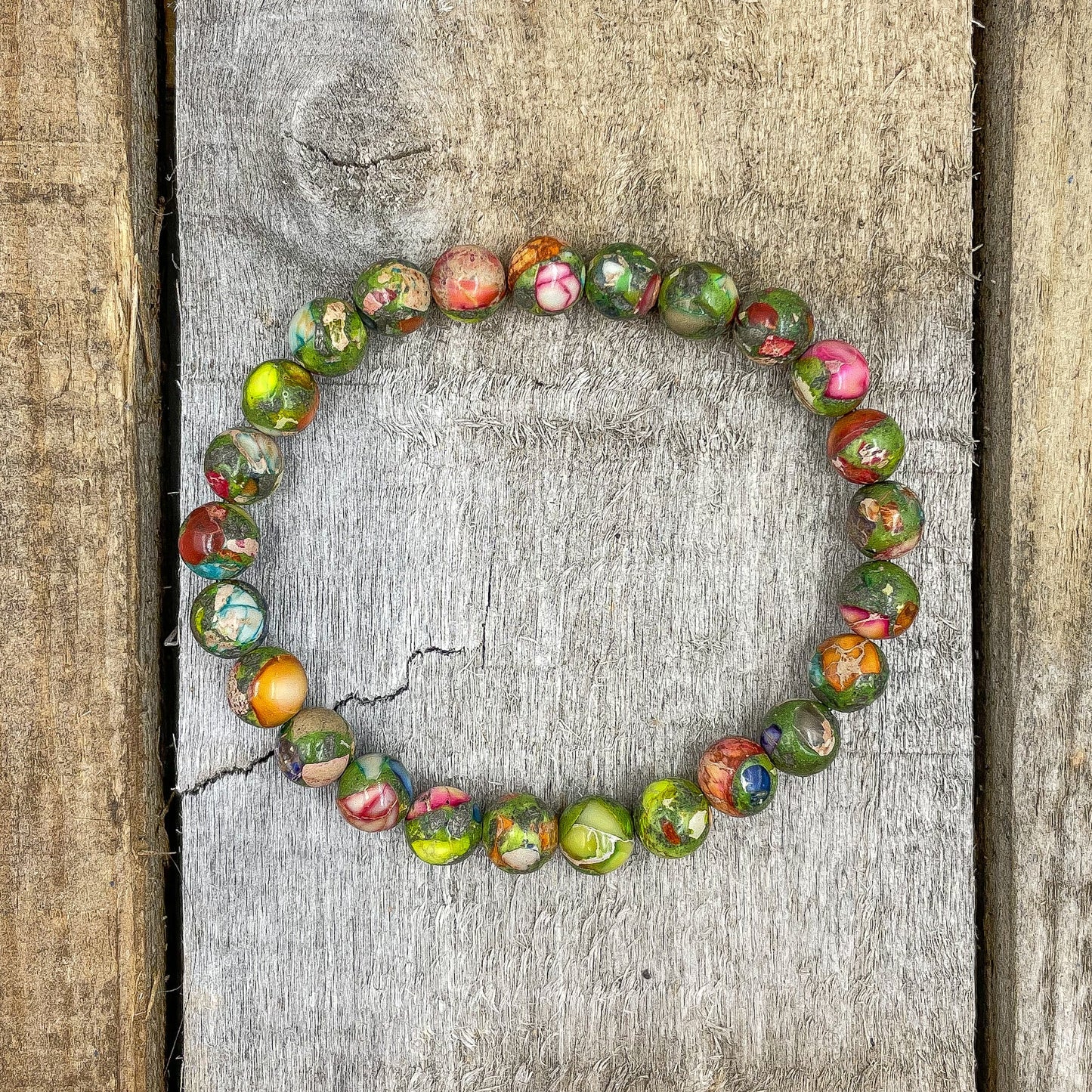 Rainbow Imperial Jasper Gemstone Beaded Bracelet