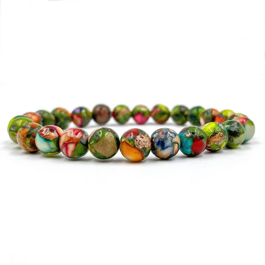 Rainbow Imperial Jasper Gemstone Beaded Bracelet