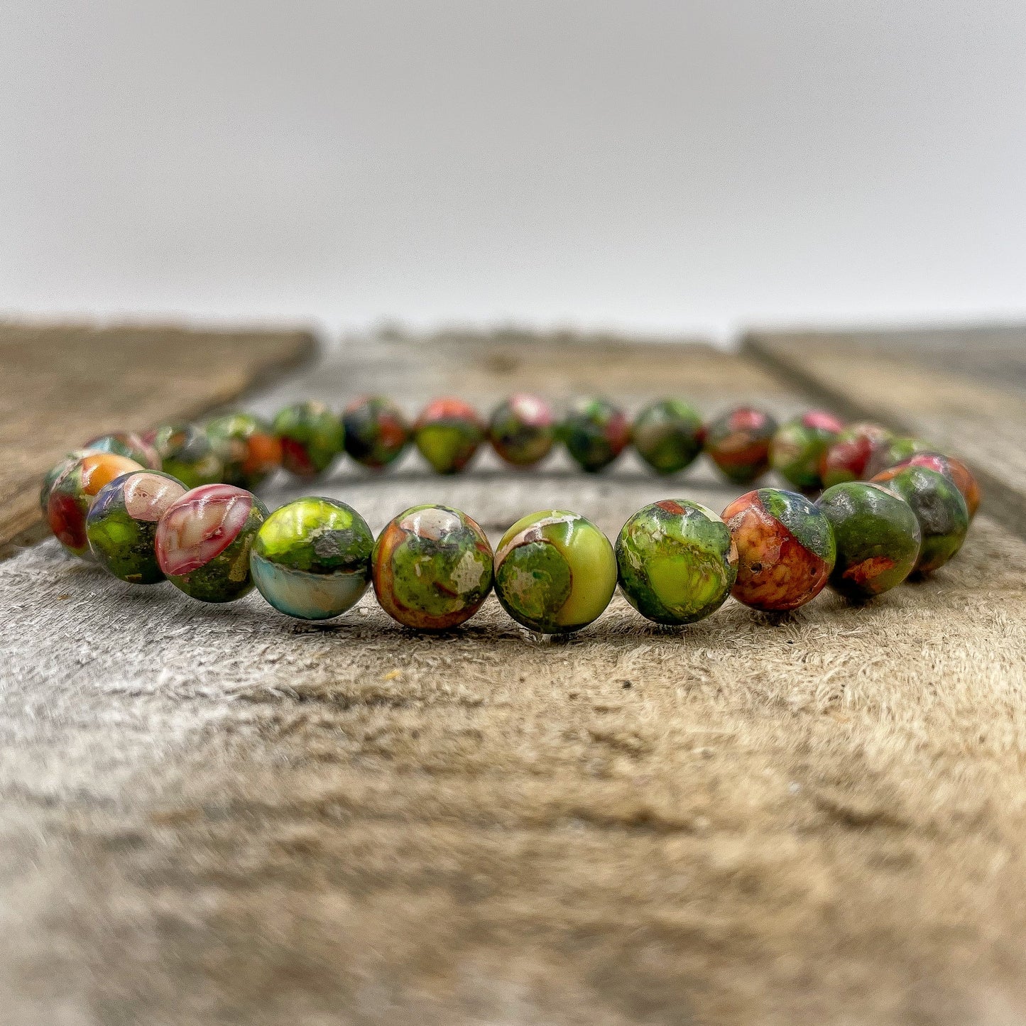 Rainbow Imperial Jasper Gemstone Beaded Bracelet