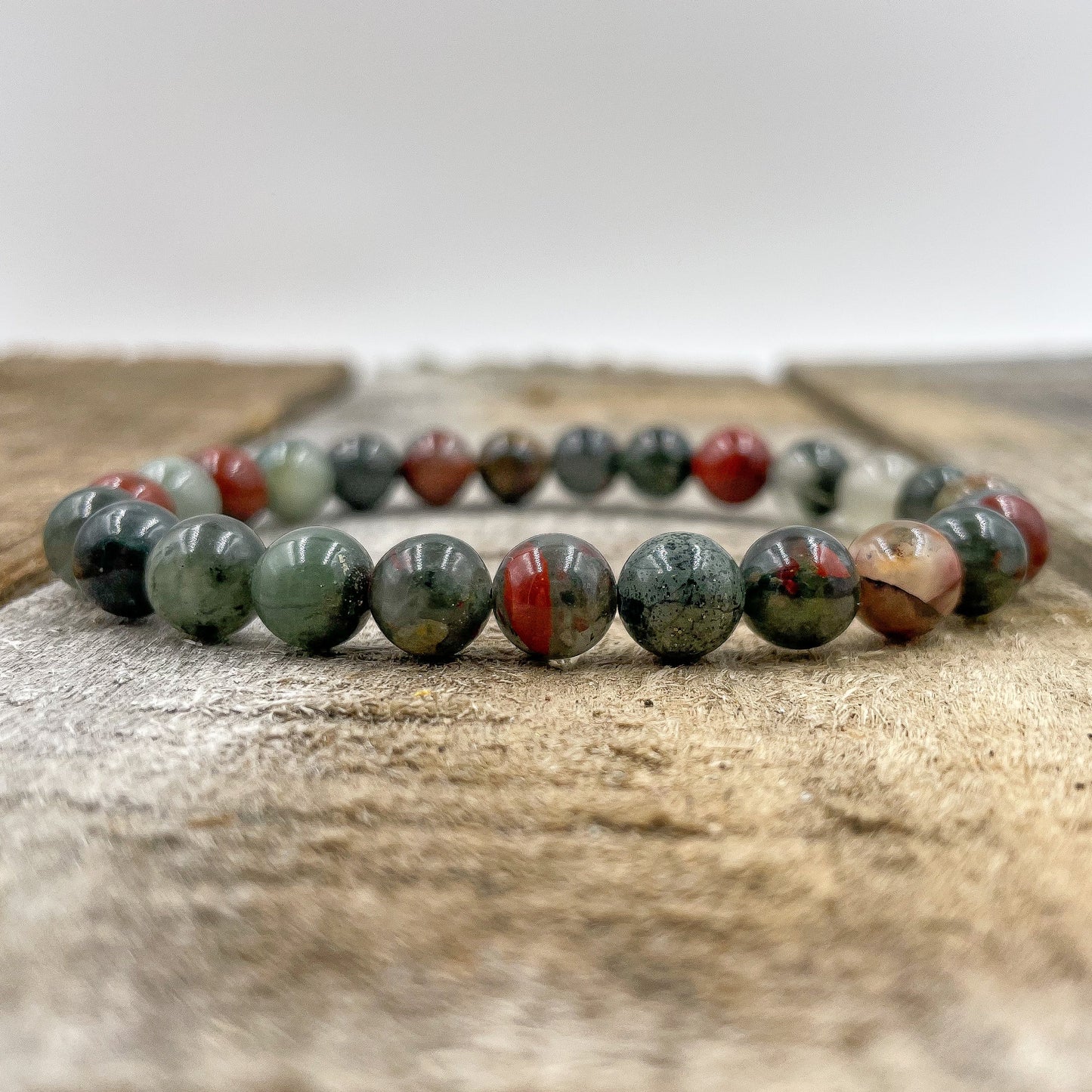 Bloodstone Gemstone Beaded Bracelet