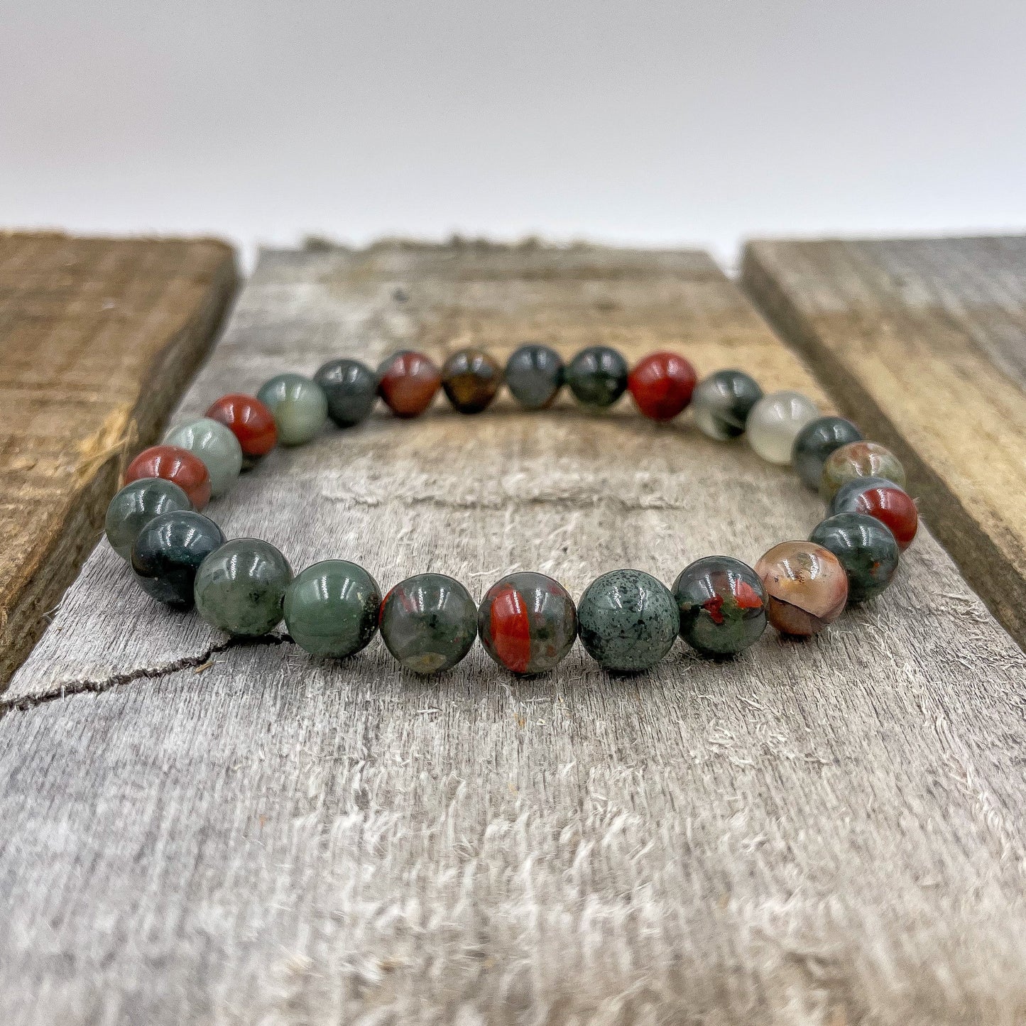 Bloodstone Gemstone Beaded Bracelet