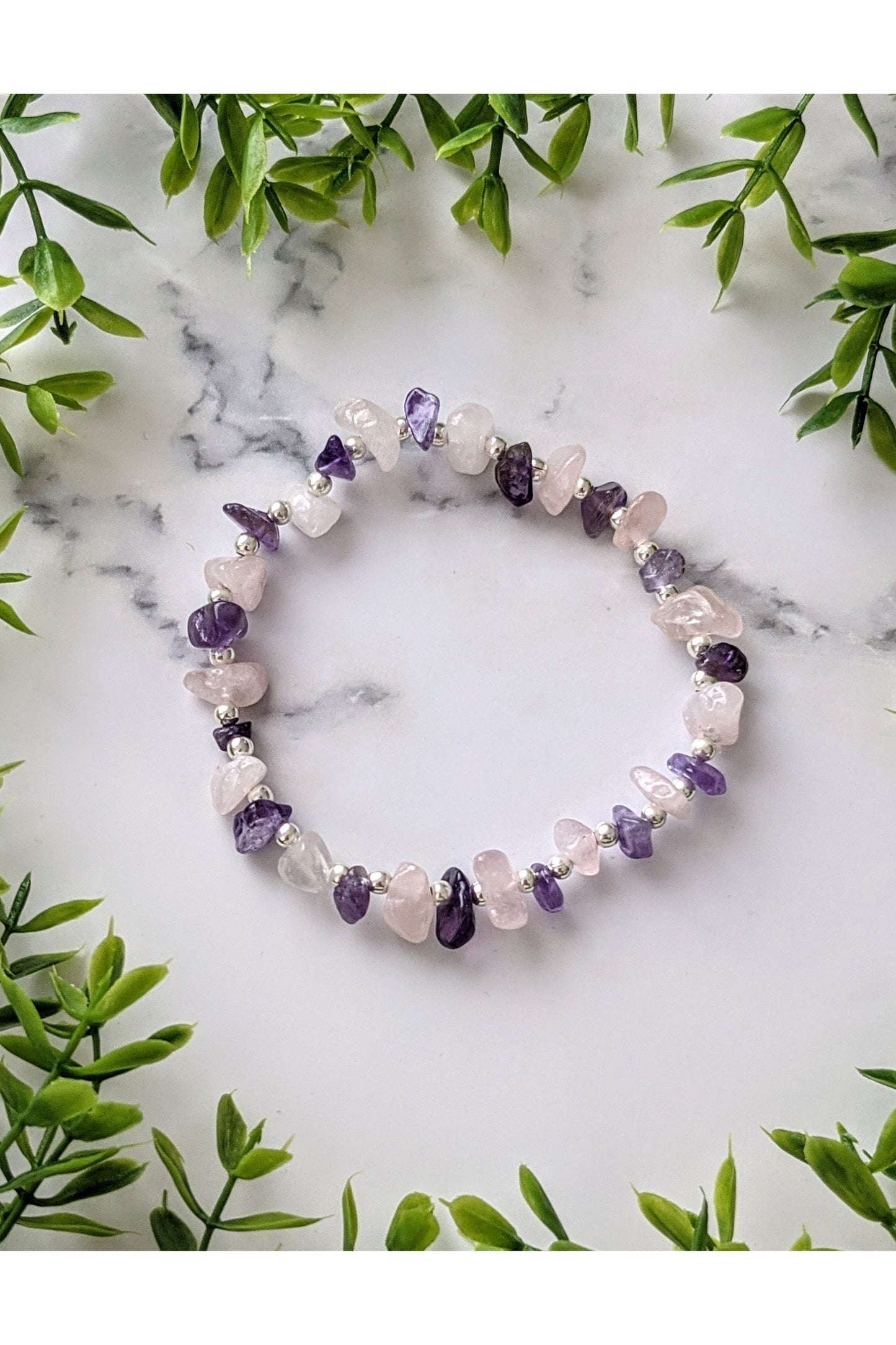 Amethyst and Rose Quartz Bracelet