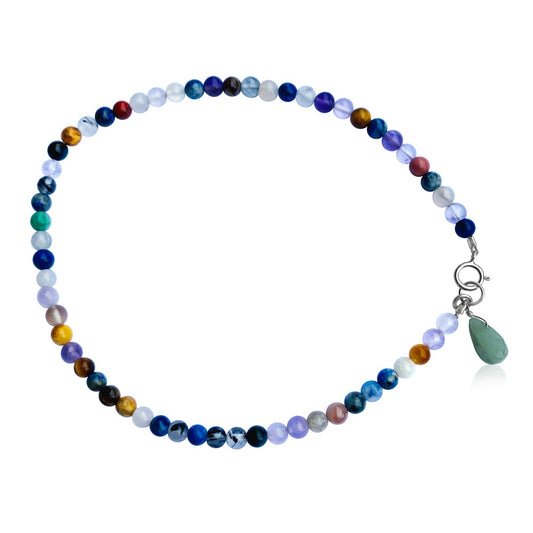 Handemade Mindfulness Chakra Anklet with Healing Stones