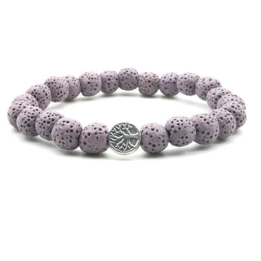 Pastel Purple Lava Stone Tree of Life Bracelet