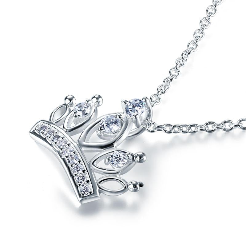 Kids Girl Crown Pendant Necklace 925 Sterling Silver