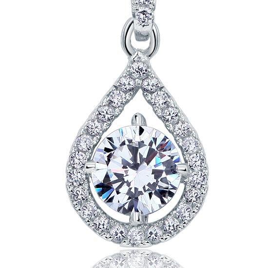 Sterling Silver 1 Karat Round Cut Diamond Pendant Necklace