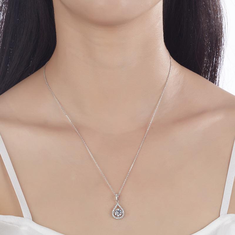 Sterling Silver 1 Karat Round Cut Diamond Pendant Necklace