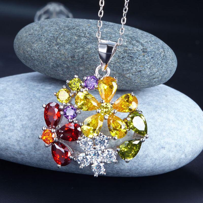 High Quality 925 Sterling Silver Flower Birthstone Full Diamond Pendant  Necklace Jewelry for Women - China Silver Jewelry and Flower Necklace price