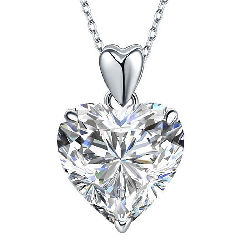 Sterling Silver Necklace, Heart Created Diamond Pendant Necklace