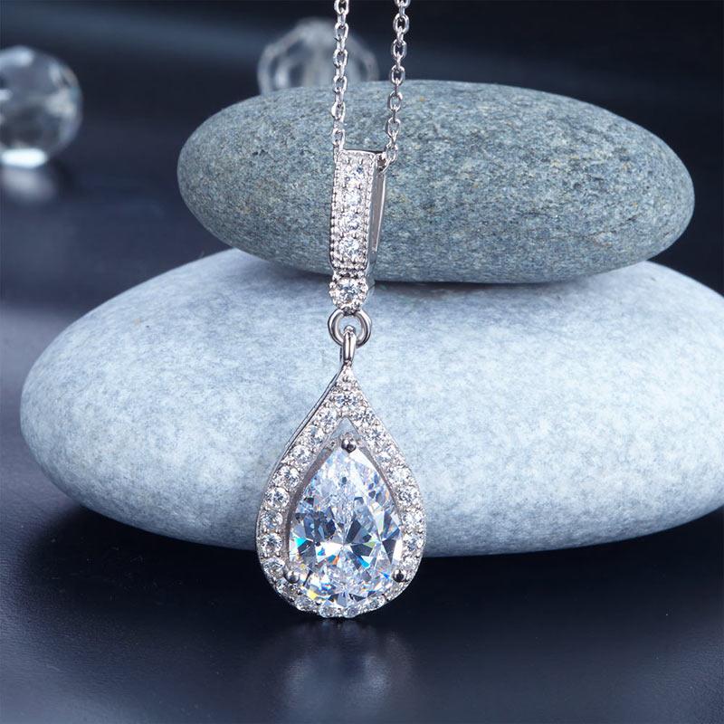 Sterling Silver Tear Drop Pendant Necklace