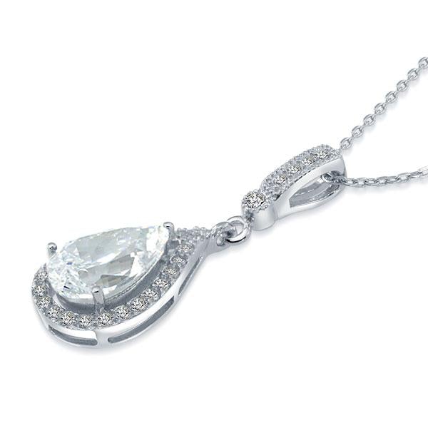 Sterling Silver Tear Drop Pendant Necklace