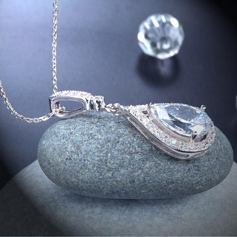 Sterling Silver Tear Drop Pendant Necklace